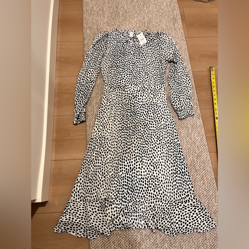 J. Crew Black and White Long Sleeve Dress